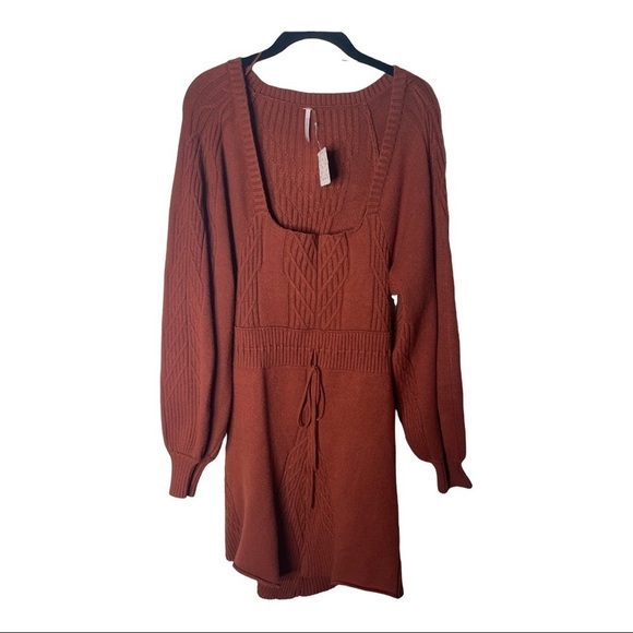 NWT FREE PEOPLE x REVOLVE Emmaline Long Sleeve Open Back Sweater Mini Dress XL - Picture 7 of 11